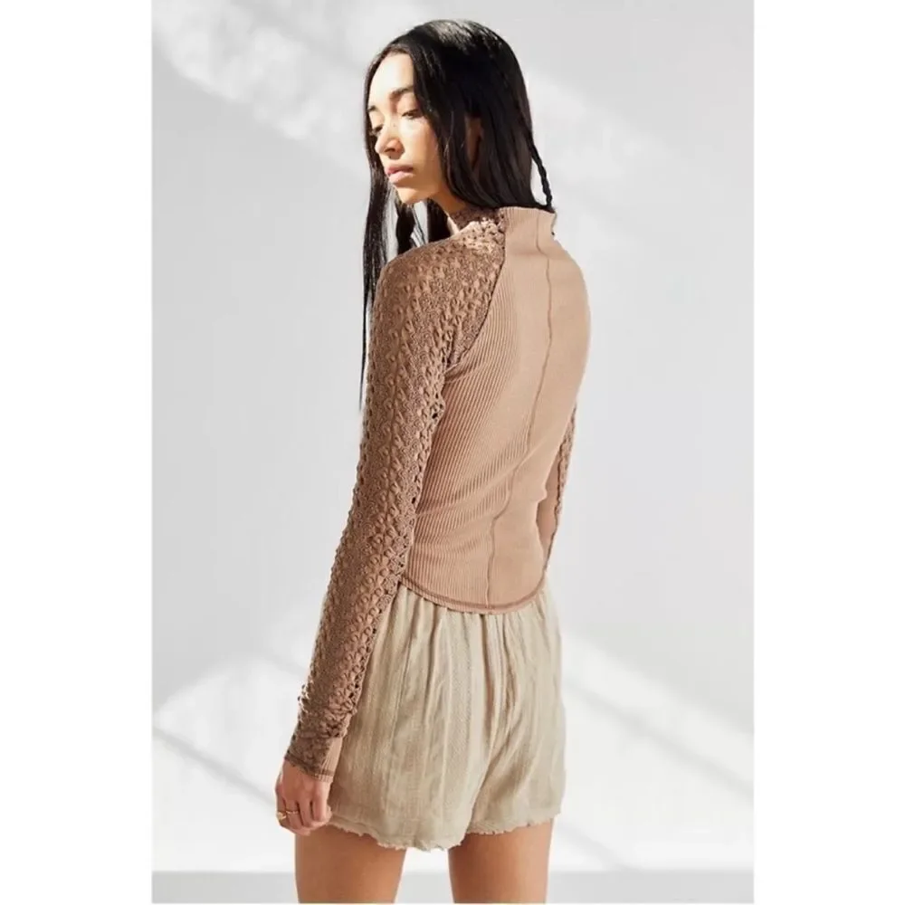 Free People Clemente Top‎ In Tan Beige Size XS